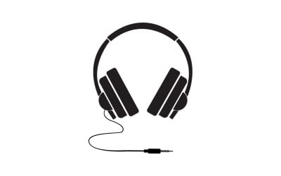 Logo podcastu muzycznego na słuchawkach, wektor v37