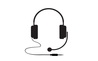 Logo podcastu muzycznego na słuchawkach, wektor v50