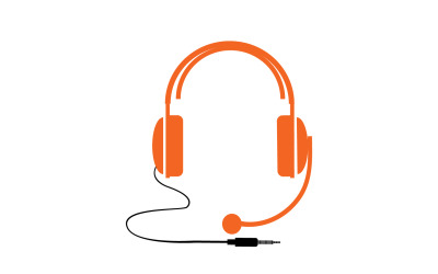 Logo podcastu muzycznego na słuchawkach, wektor v51