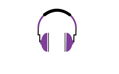 Vector de logotipo de podcast de música de auriculares v29