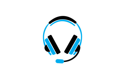 Vector de logotipo de podcast de música de auriculares v31