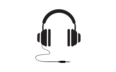Vector de logotipo de podcast de música de auriculares v34