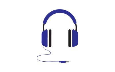 Vector de logotipo de podcast de música de auriculares v35
