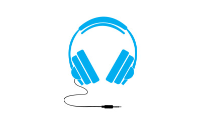Vector de logotipo de podcast de música de auriculares v38
