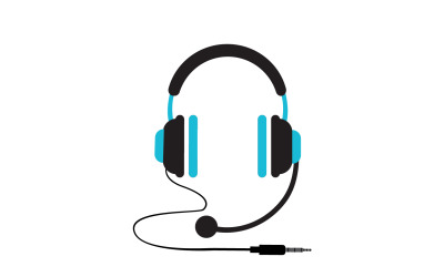 Vector de logotipo de podcast de música de auriculares v41