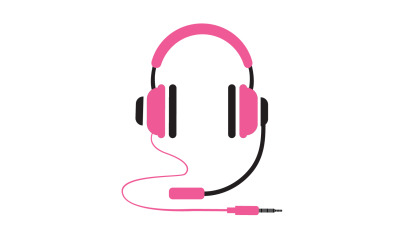 Vector de logotipo de podcast de música de auriculares v43