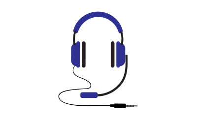 Vector de logotipo de podcast de música de auriculares v45