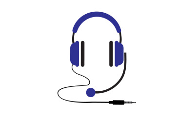 Vector de logotipo de podcast de música de auriculares v46