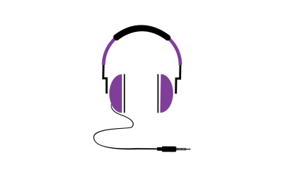 Vector de logotipo de podcast de música de auriculares v61