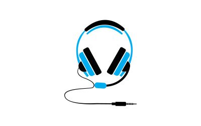 Vector de logotipo de podcast de música de auriculares v63