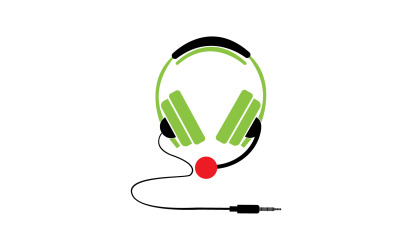 Vector de logotipo de podcast de música de auriculares v64