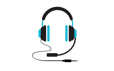 Vetor de logotipo de podcast de música de fone de ouvido v42