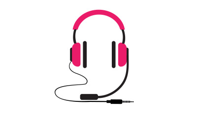 Vetor de logotipo de podcast de música de fone de ouvido v47