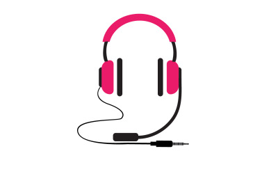 Vettore logo podcast musicale per cuffie v47