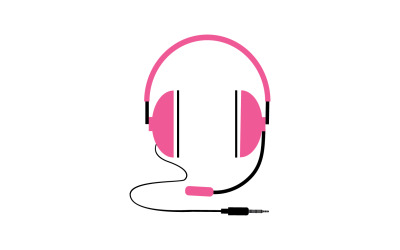 Wektor logo podcastu muzycznego na słuchawkach v59