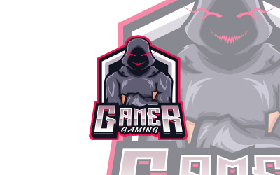 Ghost-Gamer-Maskottchen-Logo-Vorlage