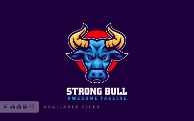 Logotipo de mascote simples de touro forte 1