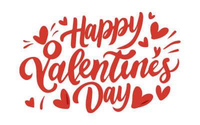 Free Happy Valentines Day typography poster with handwritten calligraphy text