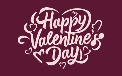 Happy Valentine&#039;s Day hand lettering vector type illustration, Free Romantic quote