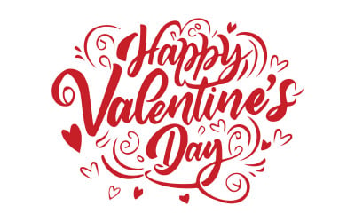 Handgezeichnete Typografie zum Valentinstag mit Elementen Kostenloses Angebot Alles Gute zum Valentinstag.