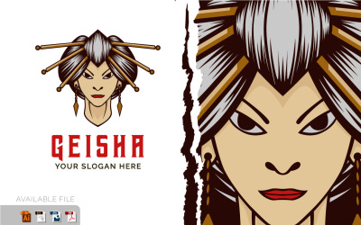 Geisha-Logo. Geisha-Maskottchen-Logo-Vektor-Maskottchen-Vorlage