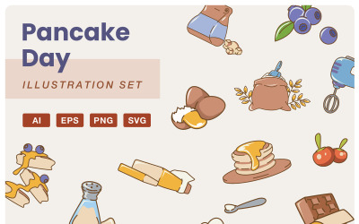 Insieme di elementi disegnati a mano di Pancake Day