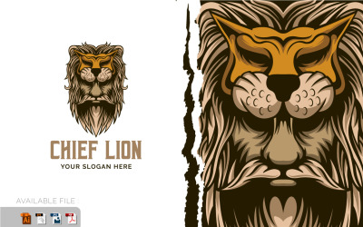 Lion Chief Head Logo Vector Mascot sablon