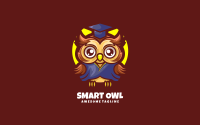 Logo kreskówki maskotki inteligentnej sowy