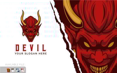 Modello della mascotte di Devil Man Logo Design Vector
