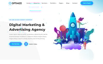 Optimize — адаптивный HTML5-шаблон веб-сайта агентства SEO и цифрового маркетинга