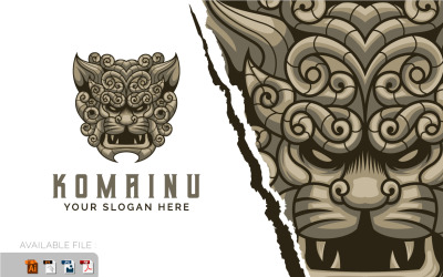 Plantilla de ilustración vectorial de diseño de logotipo de león Komainu