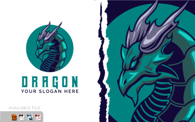 Plantilla de mascota vectorial de diseño de logotipo de mascota de dragón