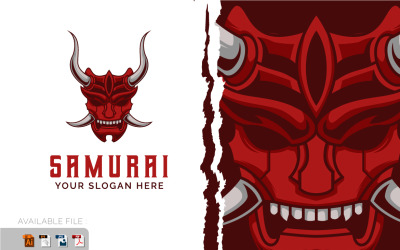 Ronin Hanya Masque Visage Samurai Warrior Logo Casque illustration vectorielle vintage