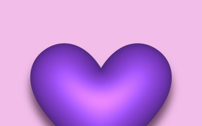 Coeur 3D vecteur violet avec une ombre