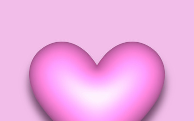 Coração 3D vetorial rosa claro com uma sombra
