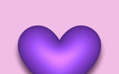 Corazón 3D vector púrpura con una sombra