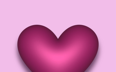 Corazón rojo vector 3D con una sombra