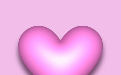 Cuore 3D rosa chiaro di vettore con un&amp;#39;ombra