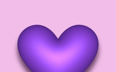 Фиолетовое векторное 3D сердце с тенью