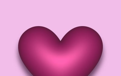 Красное векторное 3D сердце с тенью