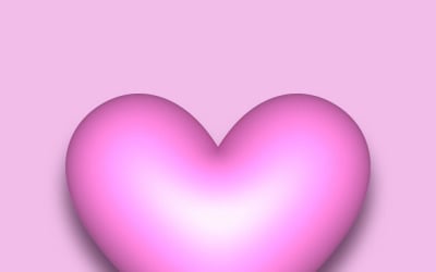 Light pink vector 3D heart with a shadow