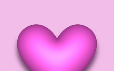Pink vector 3D heart with a shadow