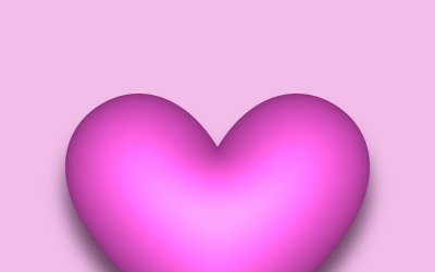 Roze vector 3D-hart met een schaduw
