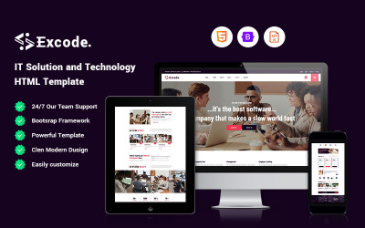 Excode — szablon witryny internetowej dotyczącej rozwiązań i technologii IT
