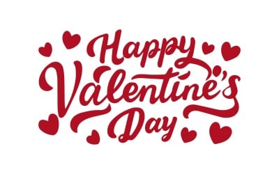 Hand drawn Happy Valentine&#039;s Day lettering, Free Valentine theme with words and hearts illustration
