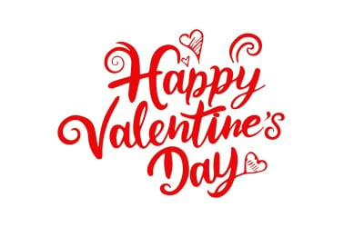 Mutlu Sevgililer Günü el yazısı vektör tipi illüstrasyon. Vektör illüstrasyonu Ücretsiz