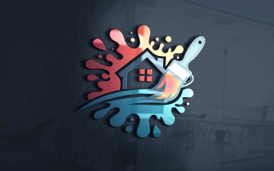 Paint House Splash Brush Logo szablon wektor