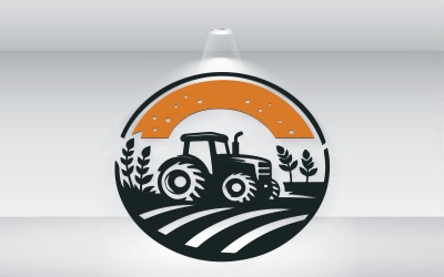 Traktör Tarım Logo Şablonu Vektör