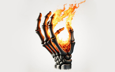 Csontváz Kéz Tűz Kiváló Minőségi Illusztráció