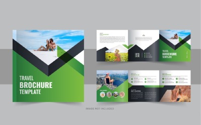 Layout der Designvorlage „Travel Square Trifold Brochure“ oder „Square Trifold Brochure“.